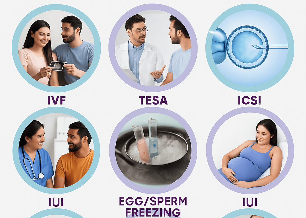 Fertility Treatment Services: "various fertility treatments like IVF, IUI, TESA, ICSI, Surrogacy,