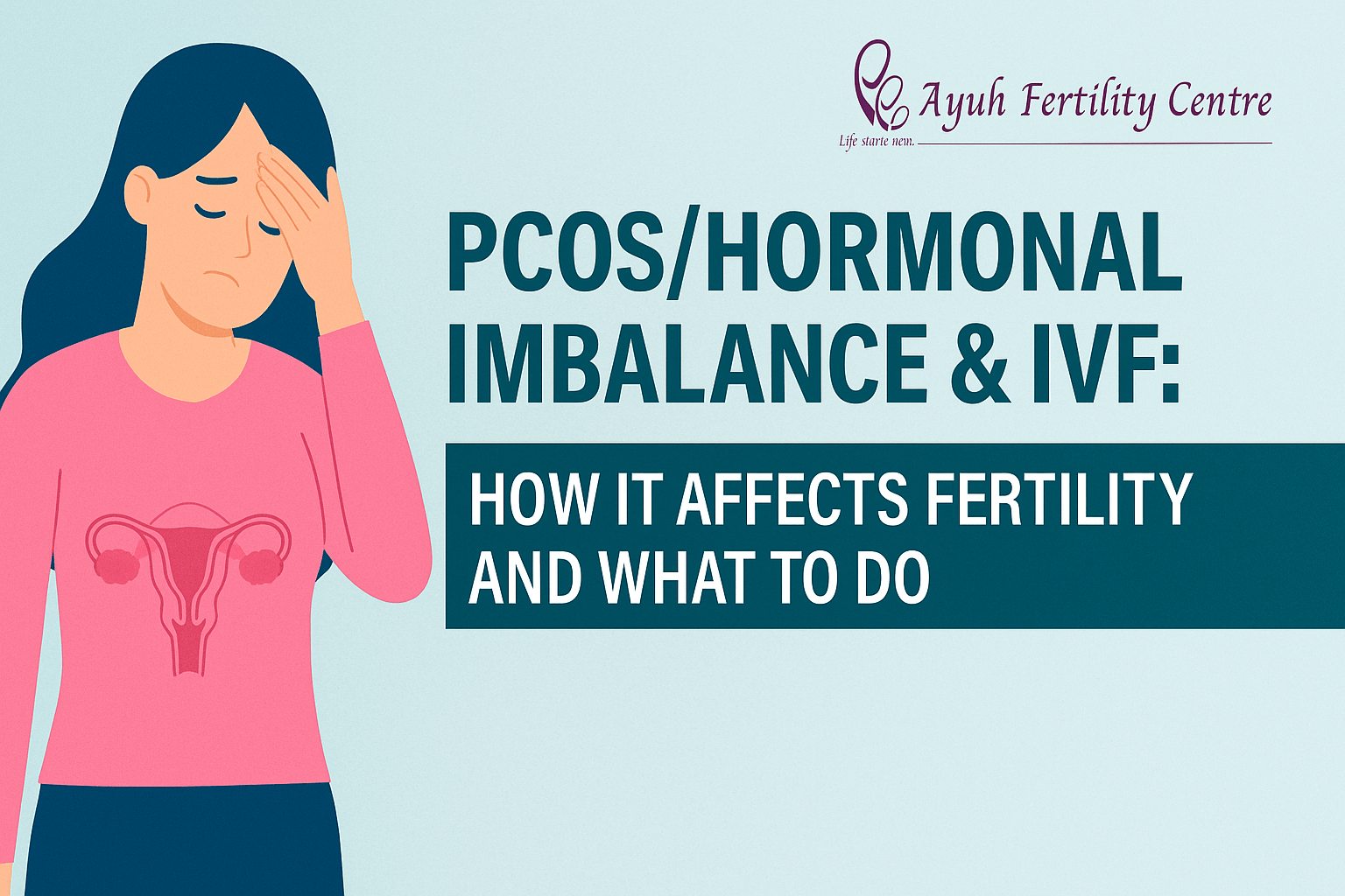Woman managing pcos/hormonal imbalance with ivf support at ayuh fertility centre to boost fertility.