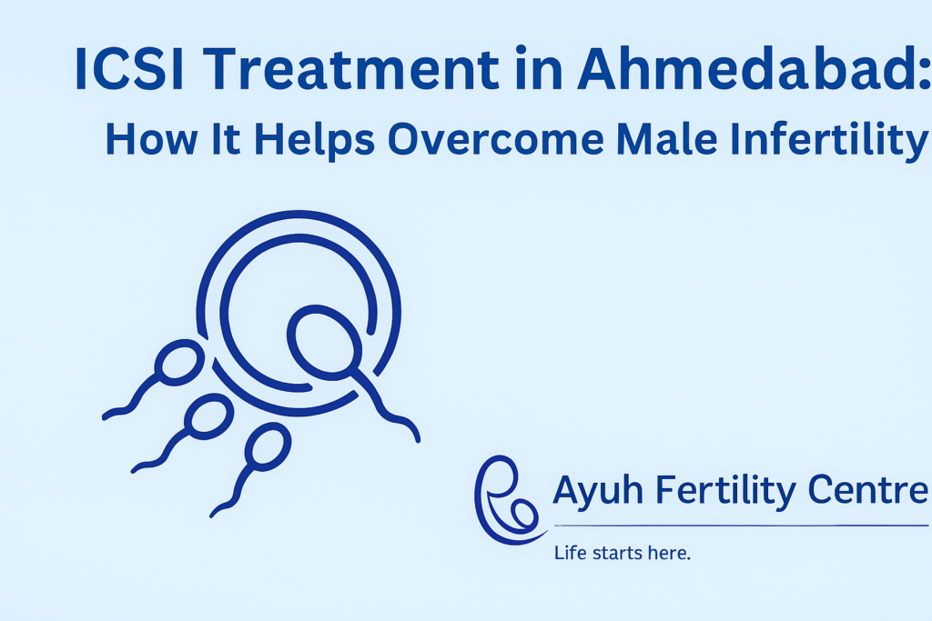 Icsi treatment in ahmedabad by ayuh fertility centre showing sperm injection into egg to treat male infertility.