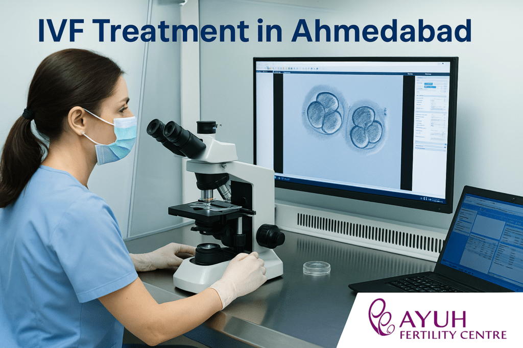 Fertility expert performing ivf treatment in ahmedabad using advanced lab technology.