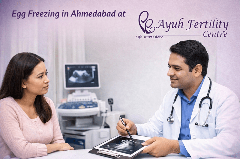 Egg freezing is a powerful step: take control of your fertility timeline 3 Doctor explaining egg freezing in ahmedabad and fertility preservation to a woman at ayuh fertility centre