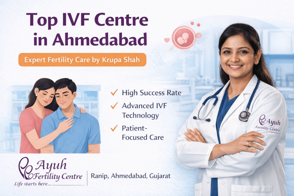 Best ivf centre ahmedabad – trusted specialist doctor for high success fertility care 4 Best ivf centre ahmedabad faq graphic featuring dr krupa shah at ayuh fertility centre in ranip ahmedabad gujarat