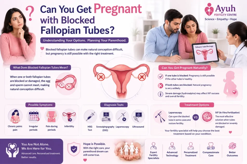Blocked fallopian tubes image showing fertility specialist explaining pregnancy options, diagnosis, and treatment for women with blocked fallopian tubes.