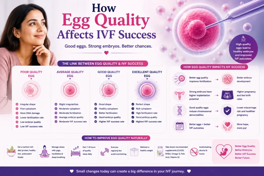 How to improve egg quality before ivf — a doctor-backed guide for indian women 3 How to improve egg quality before ivf image showing healthy egg development, fertility specialist guidance, and factors affecting ivf success.