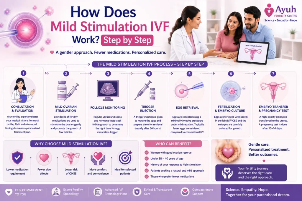 Mild stimulation ivf — is the gentler protocol right for you? 3 Mild stimulation ivf image showing step-by-step ivf process with gentle ovarian stimulation, follicle monitoring, and embryo transfer.