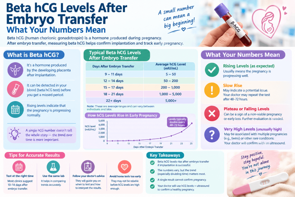 Beta hcg after embryo transfer infographic